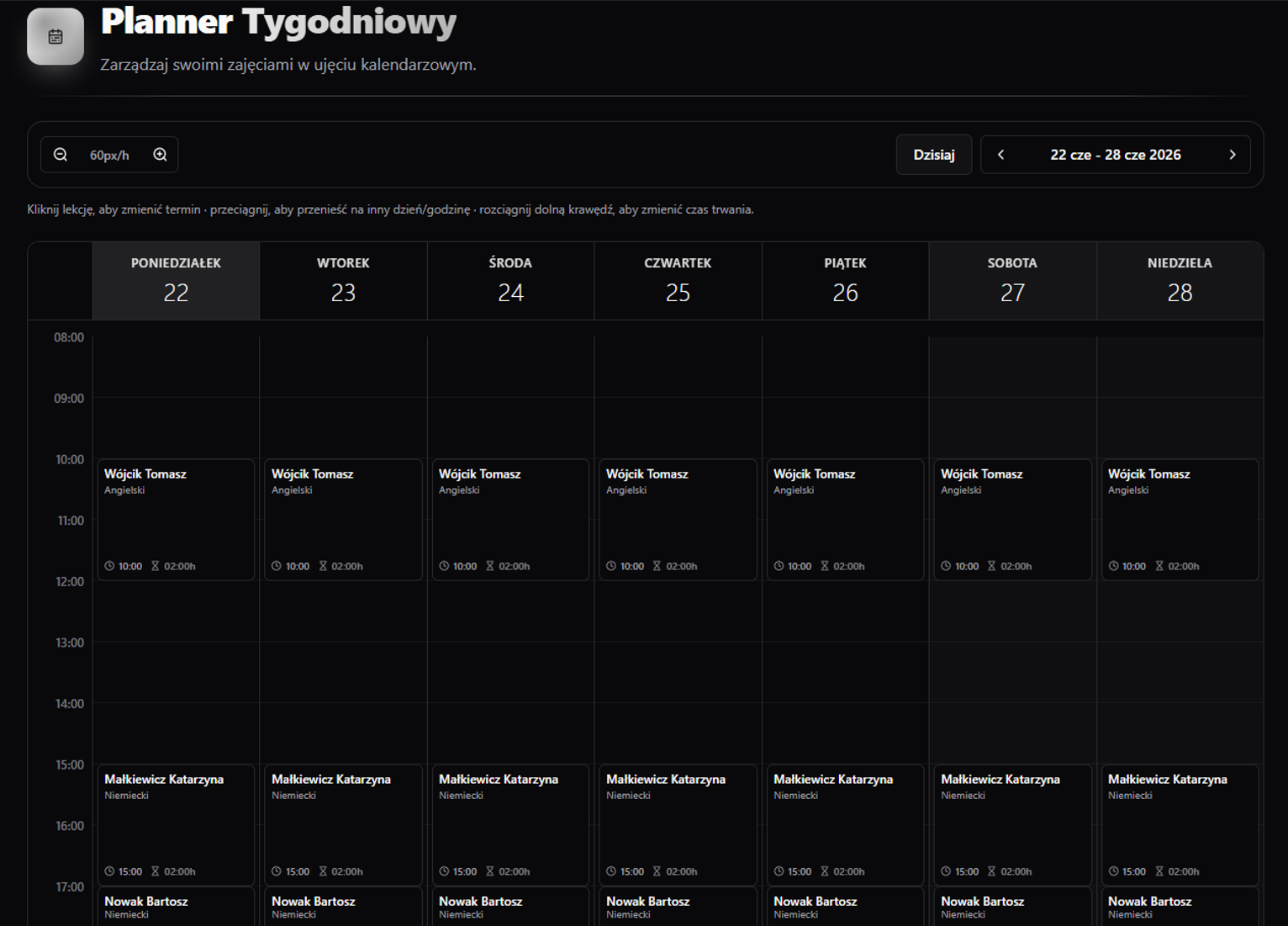 Planner tygodniowy